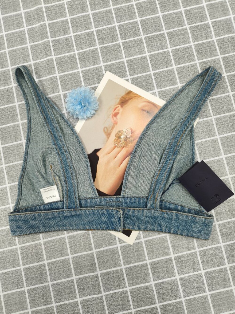 Prada denim crop top👧🏻💅🏻 - Picture 3 of 9